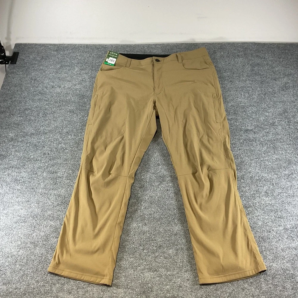 Orvis Fleece Lined Pants Mens 38x30 Tan Performance Hiking Outdoor Winter New